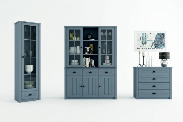 Salle de séjour Ensemble Vitrine Commode Unités murales Commodes Buffet Armoire Table 4 pièces