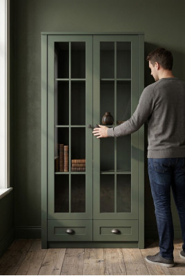 Maison de campagne présente Armoire Vitrine Artisanat Salle de séjour Armoire en bois Vitrine nouvelle
