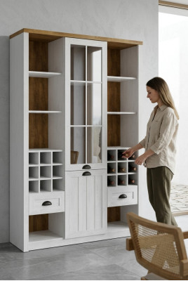 Vitrines Verre Bar Armoire Maison Livres Armoires Étagère Mur Bois Vitrine Mobilier xxl