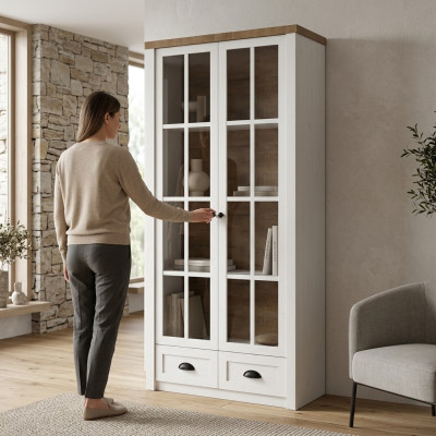 Classique Armoire en bois Bar en verre Armoire en vitrine Vitrine Armoire de salon