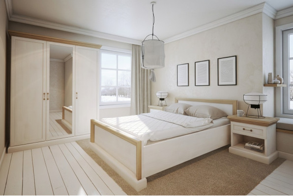 Ensemble de chambre à coucher Design Moderne Lits de Luxe Lit Table de chevet Armoire 4 pièces