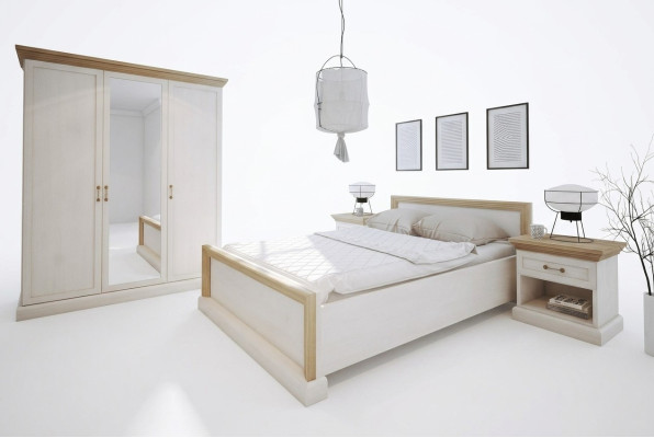 Ensemble de chambre à coucher Design Moderne Lits de Luxe Lit Table de chevet Armoire 4 pièces