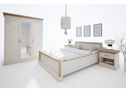 Ensemble de chambre à coucher Design Moderne Lits de Luxe Lit Table de chevet Armoire 4 pièces
