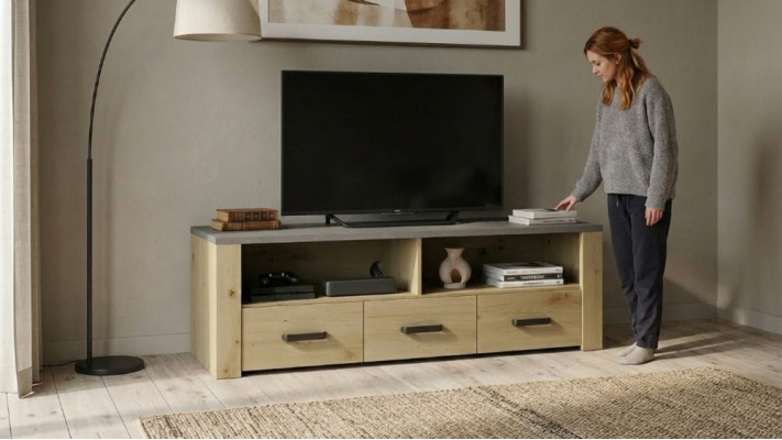 Meuble TV Design Bahut Télévision Haut Brillance Bas Luxe Commode Armoire Nouveau Planche Murale
