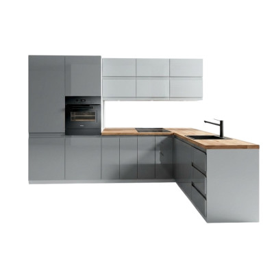 Cuisine moderne L ligne Armoire de cuisine Mobilier de design Cuisine sur mesure Ligne grise