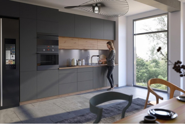 Ligne de cuisine moderne Armoire de cuisine Design Mobilier de cuisine sur mesure Ligne de cuisine Gris