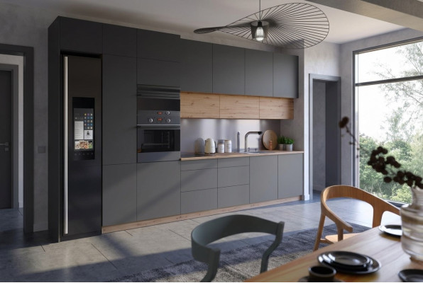 Ligne de cuisine moderne Armoire de cuisine Design Mobilier de cuisine sur mesure Ligne de cuisine Gris