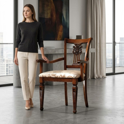 Conception rembourrée Chaise en bois massif Chaises Siège Lehn Bureau Bureau Salle à manger Luxe neuf