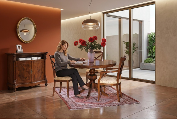 Ensemble de table ronde pour la salle à manger, design, 4 pièces, mobilier italien complet