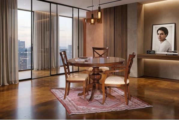 Ensemble de table ronde pour la salle à manger, design, 4 pièces, mobilier italien complet