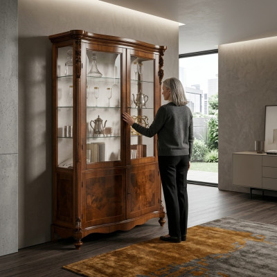 Armoire de luxe Meubles en bois Armoires Vitrine Étagère Classeur Vitrine Antique