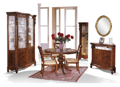 Ensemble de salle à manger de luxe en bois 6 pièces, commode, 3 chaises, table, vitrine, neuf.