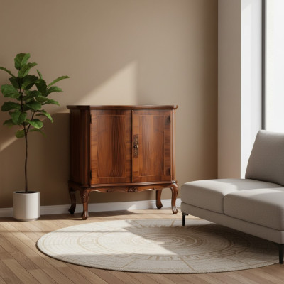 Armoire Télévision Stand Salon Rangement Commode Bois Massif Étagère Média