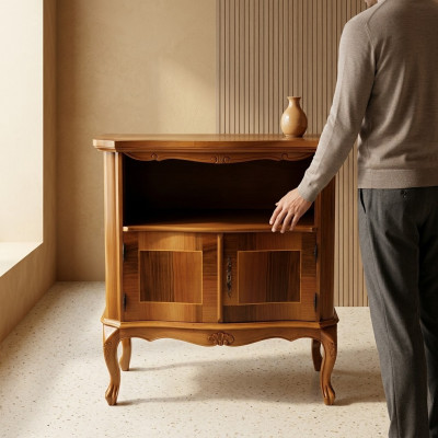 Meuble TV Design Buffet Latéral Télévision Commode basse TV Armoire de luxe en bois brun Mobilier neuf