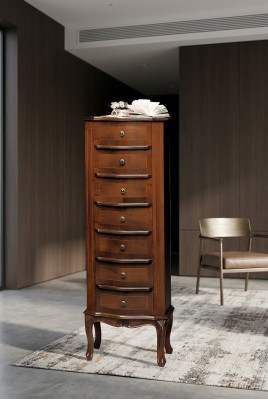Commode avec 6 tiroirs, bahut blanc, meuble à tiroirs en bois, armoire à tiroirs.