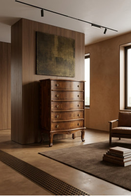 Moderne commode en brun - nouvelle armoire de chambre polyvalente avec 5 tiroirs