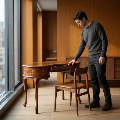 Travail du secrétariat Table Table Bureaux en bois véritable Italie Style antique