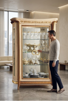Vitrine Vitrines Armoire Vitrine Armoire de verre Salon Étagère Rococo Baroque Bois massif