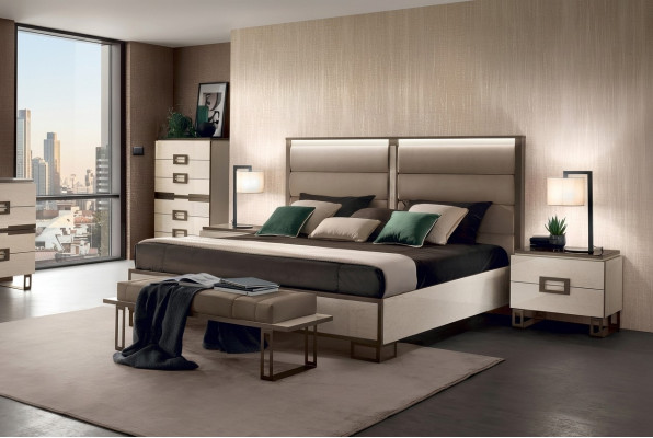 Lit 2x Table de chevet 3 pièces. Ensemble chambre Design Lits Luxueux Modernes Nouveaux Meubles