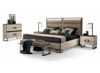Lit 2x Table de chevet 3 pièces. Ensemble chambre Design Lits Luxueux Modernes Nouveaux Meubles