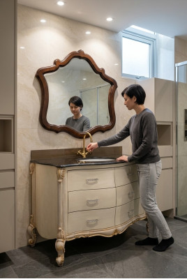 Conception de meubles de salle de bain salle de bain 2 pièces. Ensemble armoire lavabo éclairage