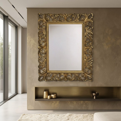 Miroir XXL avec cadre en bois véritable de designer 105x85,5 Miroir - Modèle 1577