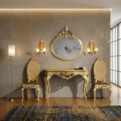 Consoles Table Commode avec Miroir Ensemble de Mobilier de Luxe Style Moderne 2 pièces. nouveau