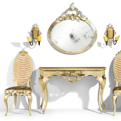 Consoles Table Commode avec Miroir Ensemble de Mobilier de Luxe Style Moderne 2 pièces. nouveau