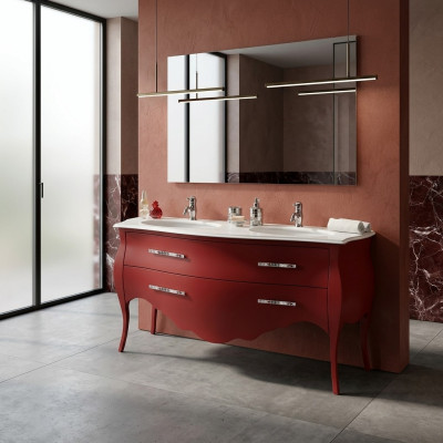 Mobilier de salle de bain rouge 175cm Nouveau meuble bas de salle de bain Armoire de salle de bain suspendue