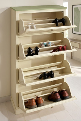 Meuble à chaussures 4 compartiments Commode en bois Meuble en bois massif Meuble à chaussures Étagère à chaussures Étagère neuve