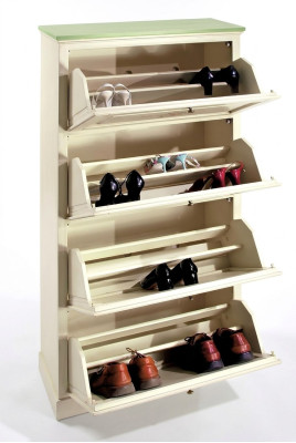 Meuble à chaussures 4 compartiments Commode en bois Meuble en bois massif Meuble à chaussures Étagère à chaussures Étagère neuve