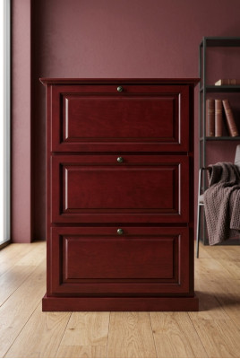 Armoire à chaussures 3 compartiments Commode en bois massif Meuble solide Bascule à chaussures Étagère à chaussures