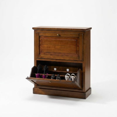 Meuble à chaussures 2 compartiments Commode en bois massif Meubles Armoire à chaussures étagères rayonnages neufs