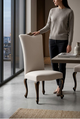 Chaise de salle à manger Chaise Salle à manger Chaises Chaise de relaxation Velours Bois Siège Beige Design
