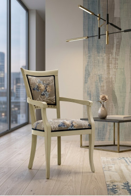 Chaise de salle à manger Art déco Accoudoir Chaises de salle à manger Design Textile Luxe Multicolore