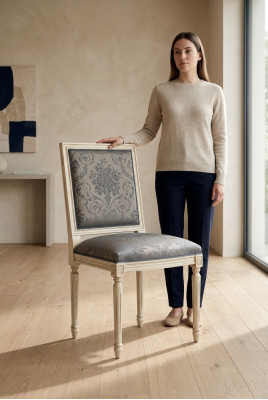 Chaise Chaise de salle à manger Bois Tissu Chaises de salle à manger Design Fauteuil Marron neuf Lehn
