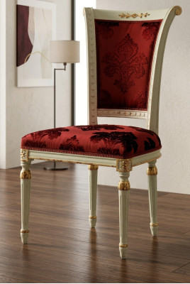 Chaise de luxe Fauteuil rouge Salle à manger Designer Meuble en bois Chaise blanche sans accoudoir