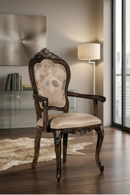 Fauteuil en bois Capitonné Mobilier de salle à manger Classique Chaises en bois Chaises Fauteuil Mobilier