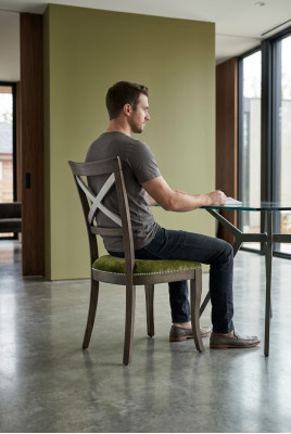 Chaise design Fauteuil inclinable Rembourrage Moderne Table à manger Chaises Luxe Tissu Bois Meubles