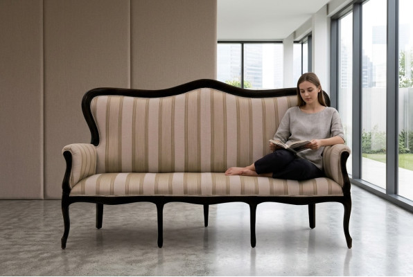 Conception canapé trois places Canapé Rembourrage Sofa Art Déco Canapés Trois Places Meubles de Chambre Siège Marron