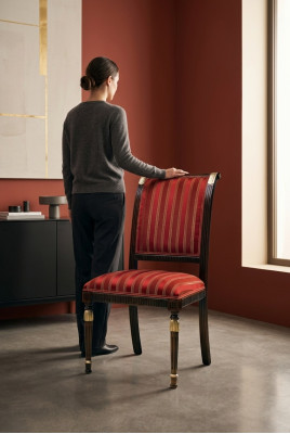 Siège de chaise Rembourrage Siège Italie Chaises de salle à manger de luxe Textile Bois 1x fauteuil