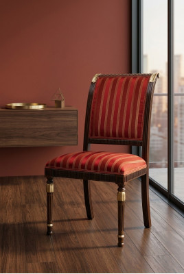 Siège de chaise Rembourrage Siège Italie Chaises de salle à manger de luxe Textile Bois 1x fauteuil