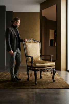 Chaises Salon Salle à manger Fauteuil Chaise rembourrée Accoudoir Trône Fauteuil Chaise
