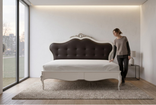 Conception de chambre de luxe Lit 180x200 Cadre de lit en textile Beige Lits neufs