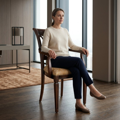 Design Upholstery Sitzstuhl Büro Esszimmer Holzstuhl mit Armlehne Klassisch neu.