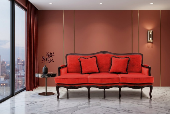 Design classique Rembourrage Siège de luxe Canapé Canapé Cuir Textile 3 places neuf H5