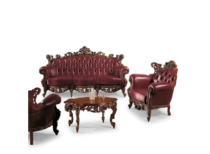 Meubles de luxe Ensemble de canapés Canapé Rembourrage de canapé 3 + 1 places Table basse Bois 3 pièces.