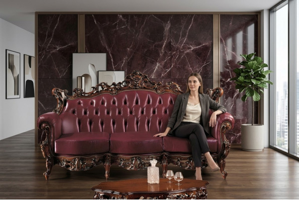 Chesterfield canapé 3 places canapé en cuir Canapés Design de luxe Mobilier italien