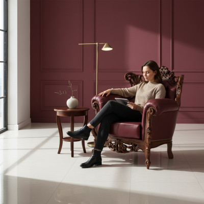 Fauteuil 90 x 82 cm Canapé Rembourrage Designer Cuir 1 Place Rembourrage Sièges Canapés neufs