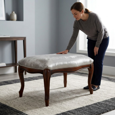 Siège ottoman Chaise rembourrée Pufa Bleu nouveau Design Tabouret rembourré Repose-pieds